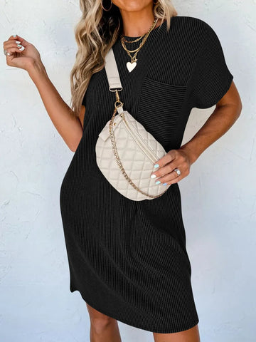Round Neck Short Sleeve Mini Dress DJPT